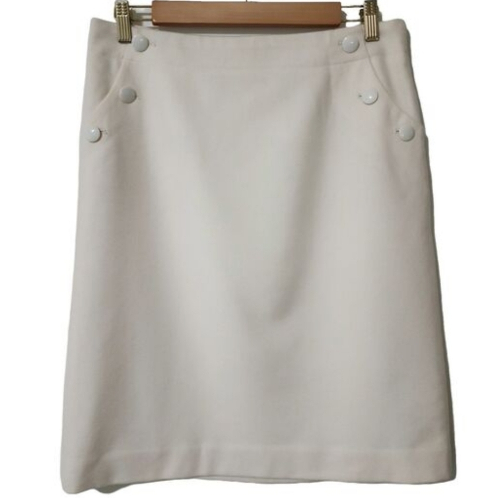 J. Crew Cream Wool Lined Pencil Skirt